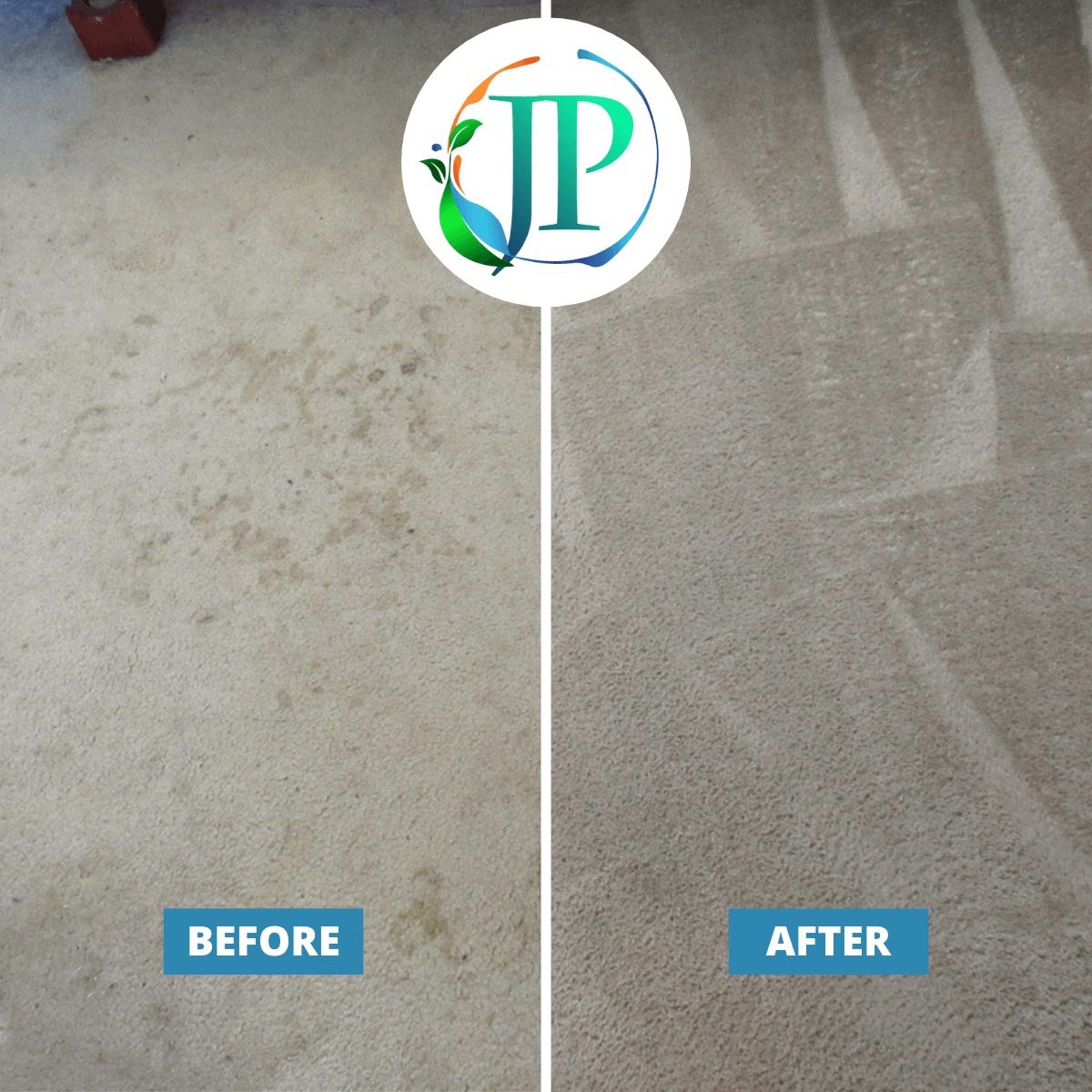 Before and after carpet cleaning result