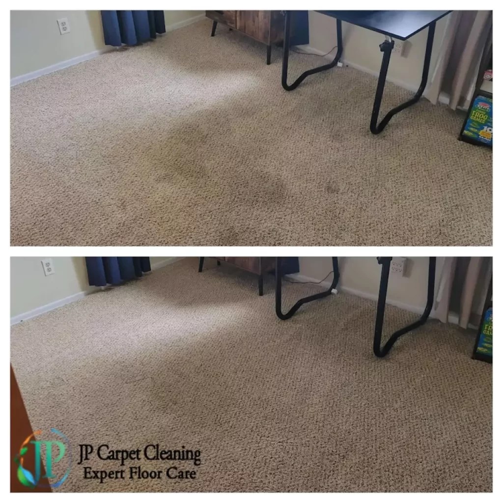 Before and after carpet steam cleaning result