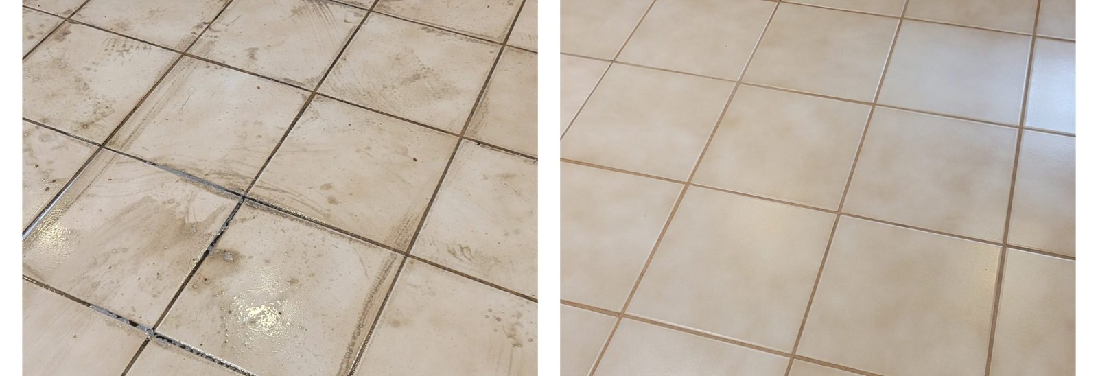 Tile and grout floor cleaning in a kitchen or bathroom