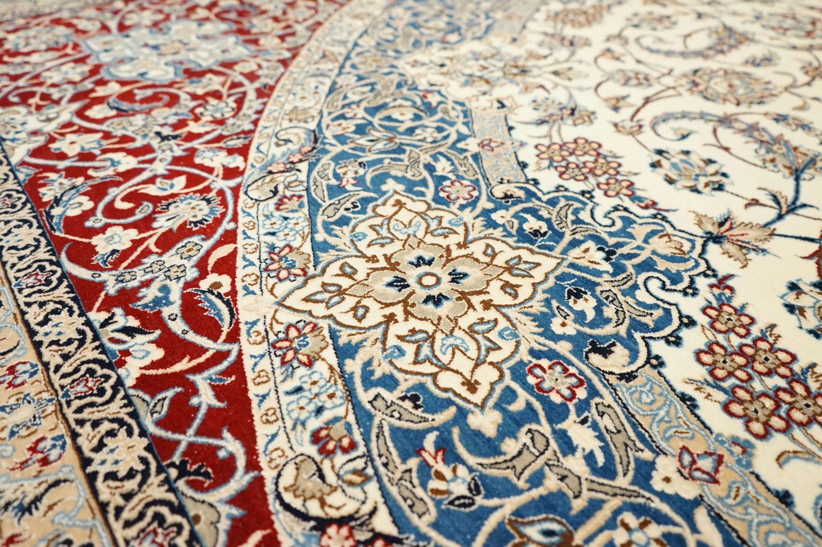 An area rug being cleaned by hand