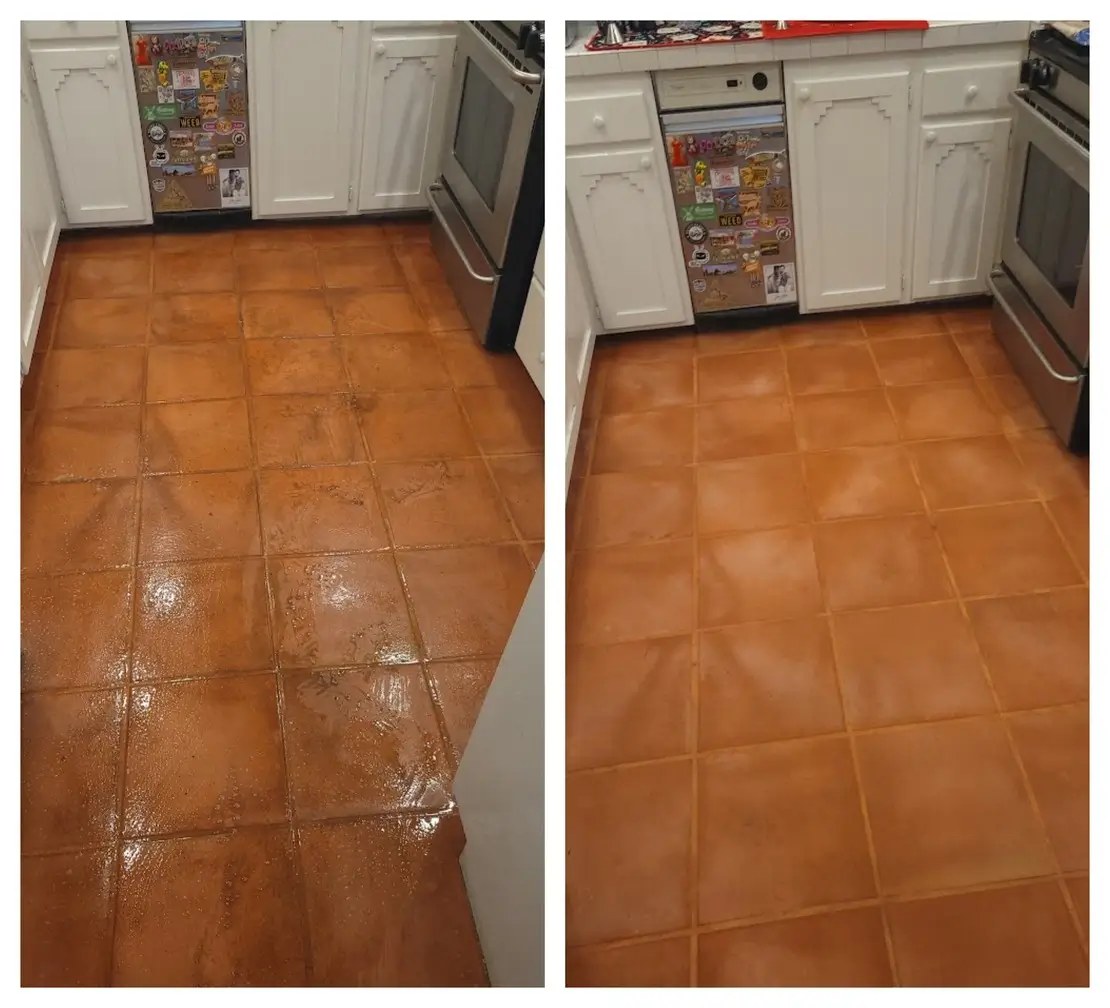 Before and after tile and grout cleaning result in Tarzana
